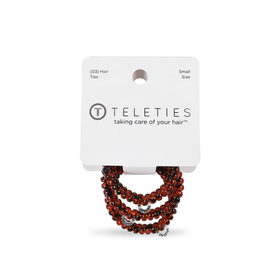 Teleties Spiral Hair Ties, Tortoise, Small, 3 ct