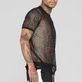 thumbnail image 3 of Mens Sexy Mesh See Through Shirts Net Hollow Short Sleeve Nightclub TopsT Shirts, 3 of 5