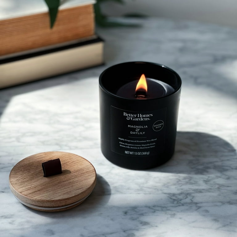 Double Wicked Wooden Wick Candles (Black Jar)