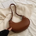 thumbnail image 3 of Likrtyny Bolso Media PU para Mujer Bolso Mano Sencillo Bolso Masa Color Sólido (marrón), 3 of 9