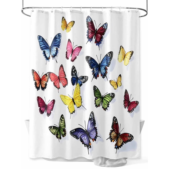 Fsddascl Butterfly Print Shower Curtain Set - Extra Long 72" x 96" Washable Bathtub Curtain with 12 Hooks, Modern Colorful Animals Waterproof Fabric Stall Shower Curtains for Bathroom/Bathtub Décor