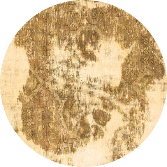 Ahgly Company Indoor Round Abstract Brown Modern Area Rugs, 6' Round