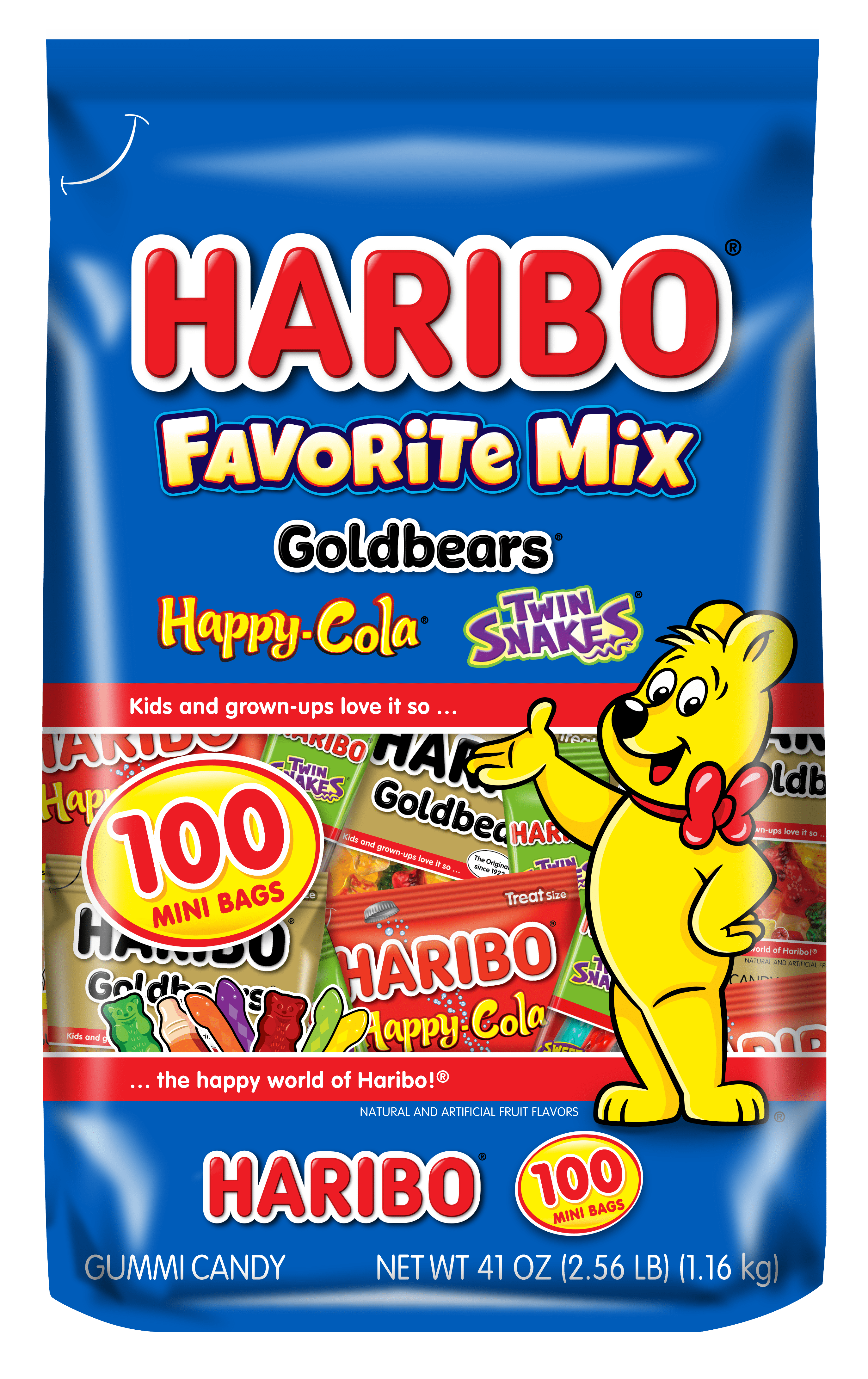 HARIBO Favorite Mix 100ct gummy candy, Pack of 1 41.9oz Stand Up Bag