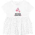 thumbnail image 3 of Inktastic Nana Loves Me Girl Flamingo Girls Baby Dress, 3 of 5