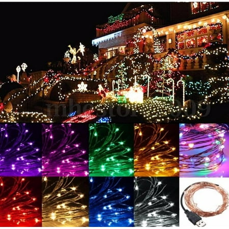 Red White And Blue Patio Lights 2m 9 Colors Copper Line Light String 20LED USB Flexible Strip Lamp Waterproof Red Yellow Blue Green White Warm White Purple Pink RGB Single DC5V Xmas Christmas Wedding Party ()