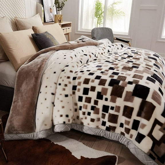 DBOZE Heavy Korean Faux Mink Fleece Blanket, 2 Ply Reversible Silky Soft Plush Warm Weighted the Best Winter Blankets. King Size