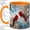 Orange, variant on Cardinal Bird Watercolor Coffee Mug, Winter Cardinal Mug, Cozy Morning Tea Cup, Red Birds with Snowflakes and Gold Branches, Nature Bird Art, Rustic Kitchen Accent, Backyard Birdwatcher