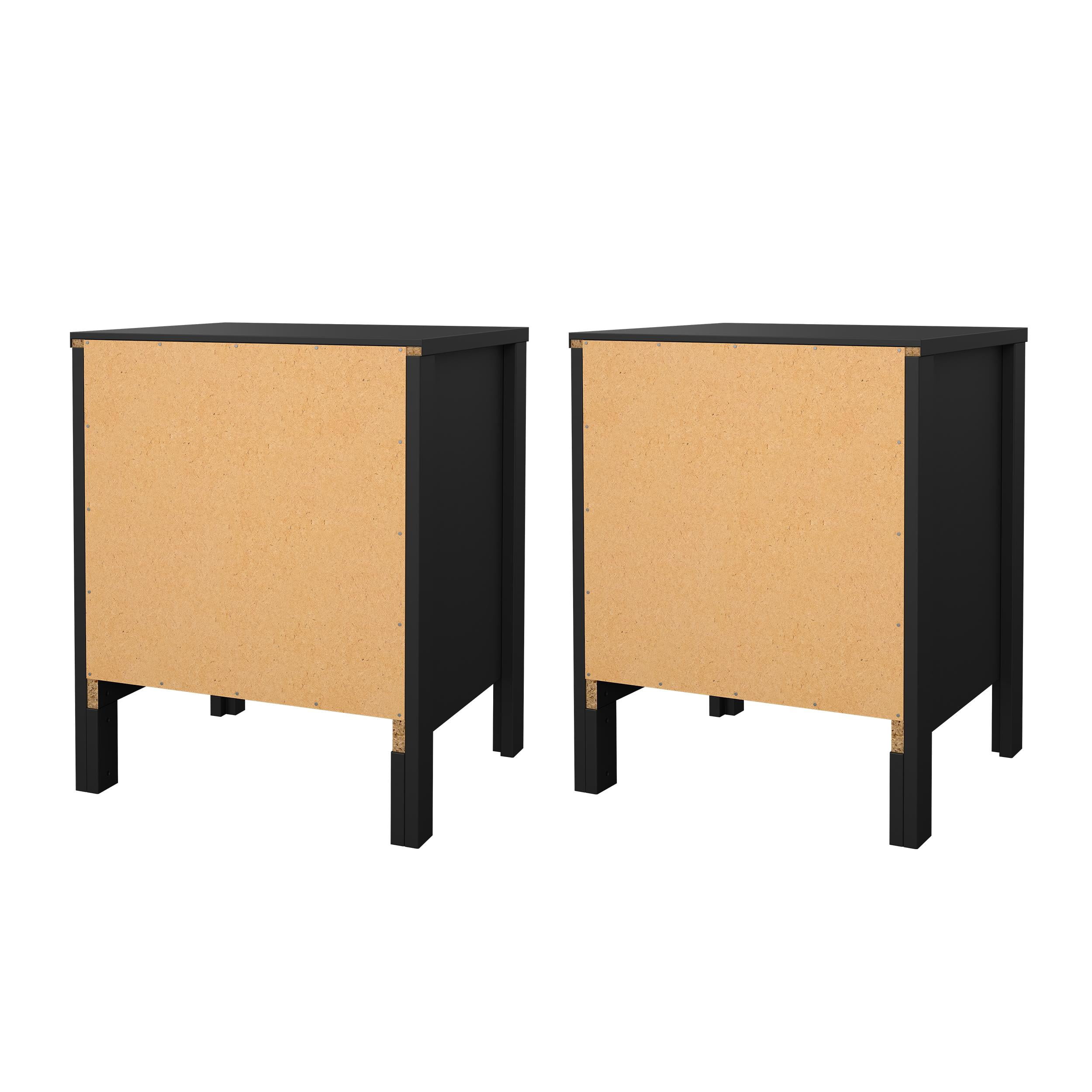 Tvilum Madrid 2 Drawer Matte Black Nightstand - Set of 2
