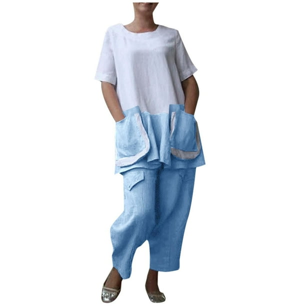 Traje de cintura de color sólido de verano para mujer Traje de dos piezas casual de moda Wmkox8yi bvn993