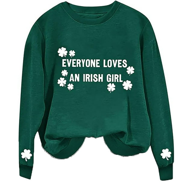 YTIANH Chandail de la Saint-Patrick pour Hommes Col Rond Manches Longues Feuille Irlandaise chandail Graphique Décontracté Confortable T-Shirt B,TTTG