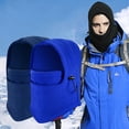 thumbnail image 1 of Men Women Winter Plush Drawstring Outdoor Full Face Cover Warm Hat Balaclava, 1 of 8