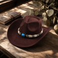 thumbnail image 3 of Qwertyu Western Cowboy Hat for Men Women Classic Roll Up Fedora Hat Cowgirl Cap with Buckle Belt Coffee, 3 of 6