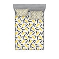 thumbnail image 2 of Yellow Bedding Set with Sheet & Covers, Bird Feathers Patterns with Polka Dots Exotic Style Tribal Design Animal Print, Printed Bedroom Decor 2 Shams, 4 Sizes, Yellow Black, by Ambesonne, 2 of 3