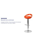 thumbnail image 4 of Flash Furniture Dash Contemporary Orange Plastic Adjustable Height Barstool with Rounded Cutout Back and Chrome Base, 4 of 12
