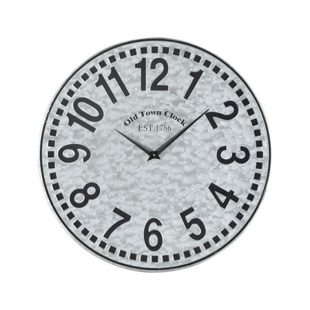 Old Town Clock Est 1786 With Numerical Numbering Round Wall Clock in Galvanized Steel Colors