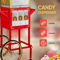 thumbnail image 3 of ROVSUN Popcorn Machine Movie Theater Style with Cart & Wheels, 8 Ounce Kettle Makes Up to 32 Cups Popcorn Maker with Candy Dispensers Scoop Oil Spoon & 3 Popcorn Cups for Commercial Home, 850W, 3 of 8