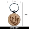 thumbnail image 2 of Double Horseshoe Lucky Round Keychain Charm Tag - Engraved Wood, 2 of 6