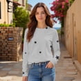 thumbnail image 5 of Women's Star Print Round Neck Long Sleeve Sweatshirt, Loose Fit Casual Pullover Top with Five-Point Star Pattern for Daily Wear, Street Fashion and All Season Comfort Light Ashy XXXL, 5 of 10