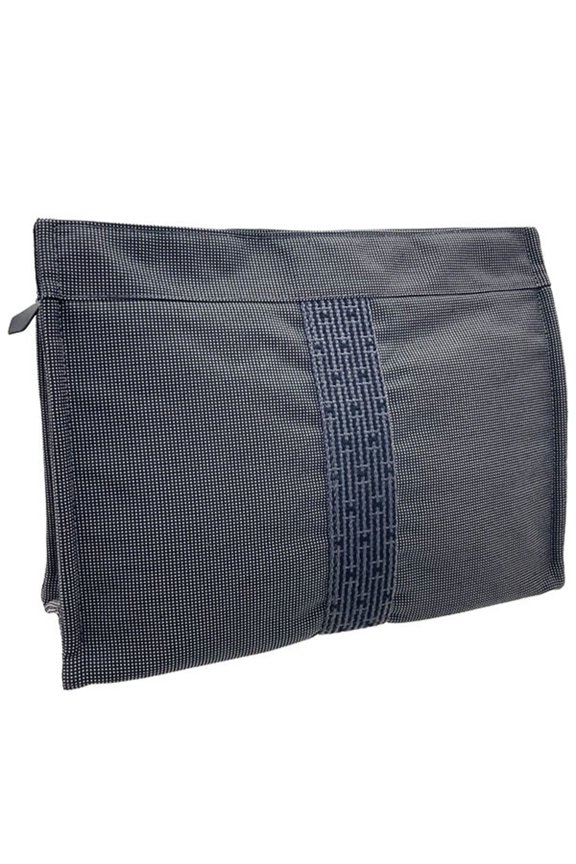 Pre-Owned Hermes Herline Pouch MM Nylon Canvas Gray Multi-purpose Clutch Men's Women's
