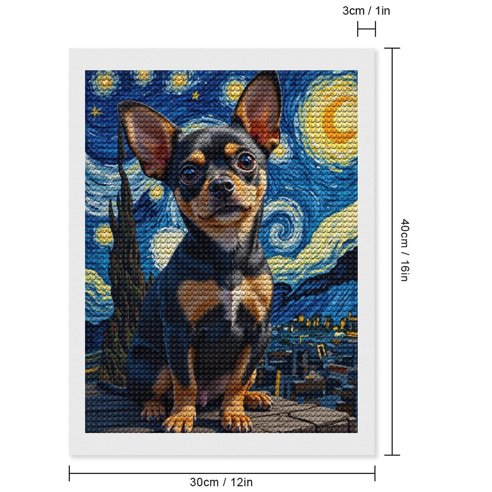 Diamond Art Kits for Adults - Miniature Dog Starry Night Fusion 5d Diamond Painting for Adults, Diamond Art for Adults Beginners, Frameless Diamond Painting Kits for Adults for Home Wall Decor