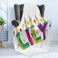 thumbnail image 4 of Lily Soft Flannel Fleece Throw Blanket, Hand Drawn Merry Arrangement of Letters Birthday Themed Female Name with Balloons, Cozy Plush for Indoor and Outdoor Use, 50" x 70", Multicolor, by Ambesonne, 4 of 5