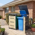 thumbnail image 4 of Costway 44 CU.FT Outdoor Metal Garbage Bin Storage Shed with Gas Strut & Shock Absorber Gray & Yellow, 4 of 10