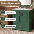 thumbnail image 4 of viswild 30" Bathroom Vanity with Ceramic Sink, Soft Close Doors, Freestanding Storage Cabinet, Solid Wood Frame, 1 Drawer & 2 Shelves, Green, 4 of 13