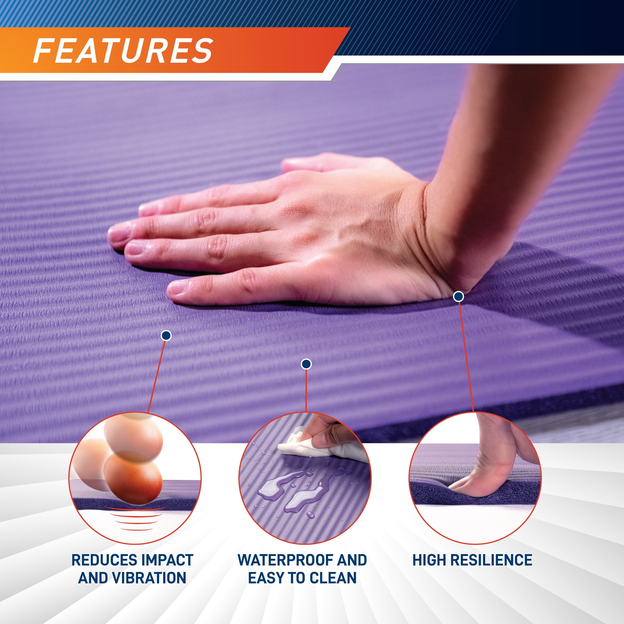 Circuit Fitness by Marcy Non-Slip Multi-Purpose Exercise Yoga Mats with Carrying Strap 1/2" Thick MAT-12-BLACK