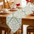 thumbnail image 2 of Table Runners 70 Inches Long, Baroque Sage Green Cotton Linen Kitchen Dining Coffee Table Runner for Party Home Decor, Vintage Damask Classic Floral Tabletop Dresser Scarves Runner Decor 13x70 Inch, 2 of 9