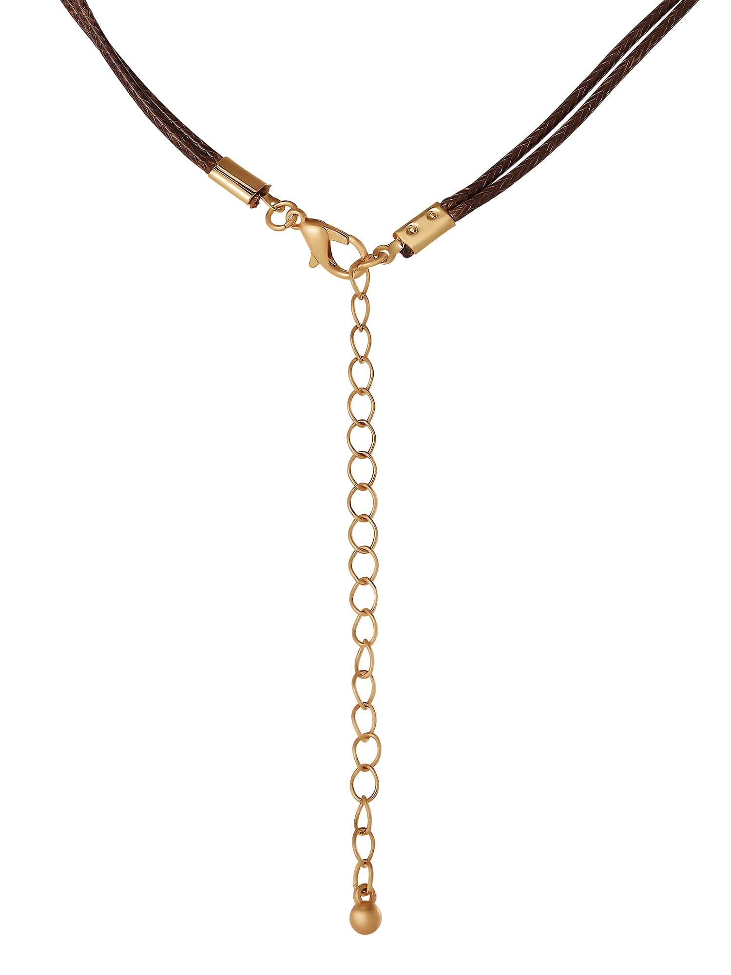 Jessica Simpson Women's Oval Stone Cord Necklace, 20" + 3" Extender, Gold-Tone Pendant