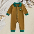 thumbnail image 2 of Akiihool Infant Boys Clothes Infant Newborn Baby Boys Girls Cotton Linen Romper Fall Winter Jumpsuit Long Sleeve Overalls Clothing Set Brown,18-24 Months, 2 of 9