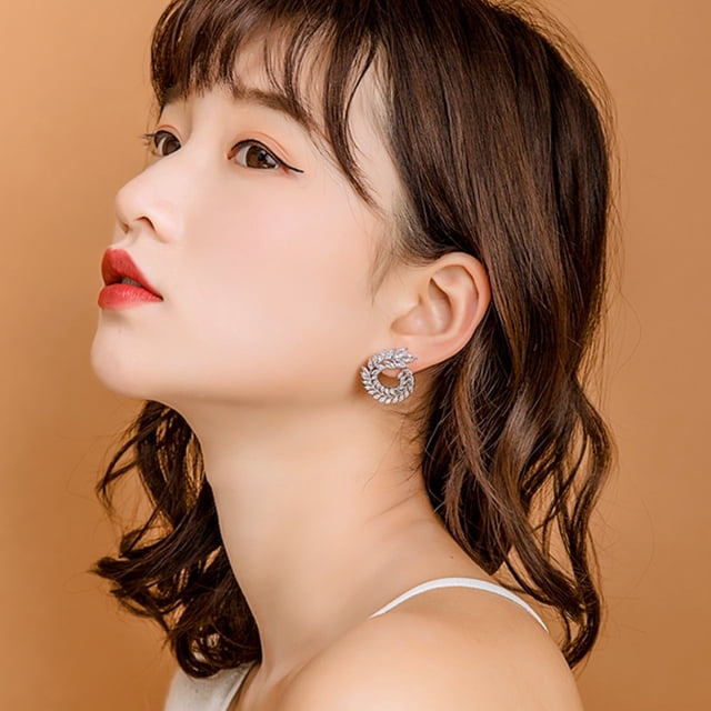 Pendientes llamativos de diamantes de imitación, pendientes geométricos grandes y redondos para mujer, regalo de boda de lujo de cristal (2 pares, azul + blanco) ZefeiWu 8390606904430