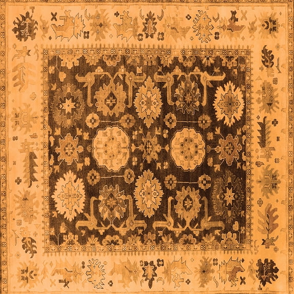 Ahgly Company Indoor Square Oriental Orange Industrial Area Rugs, 4' Square