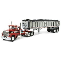 Ford LTL 9000 Day Cab with East End Dump Trailer Red and Black 1/64 Diecast Model by DCP/First Gear