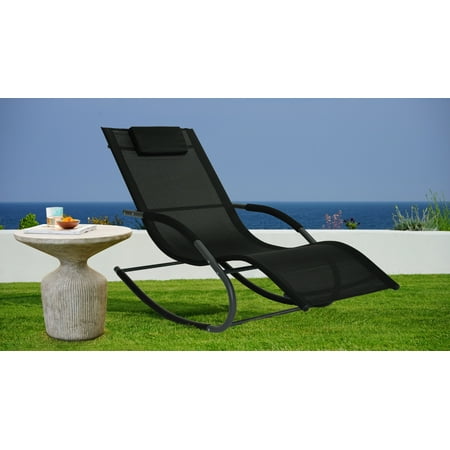 Relax-A-Lounger Terence Outdoor Rocking Lounger Aluminum, Black
