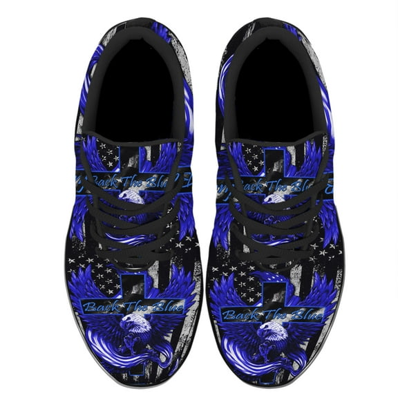 Back The Blue American Flag Us Shoes Women's Fashion Sneakers Tennis Running Shoes for Men Women Black Size 3.5