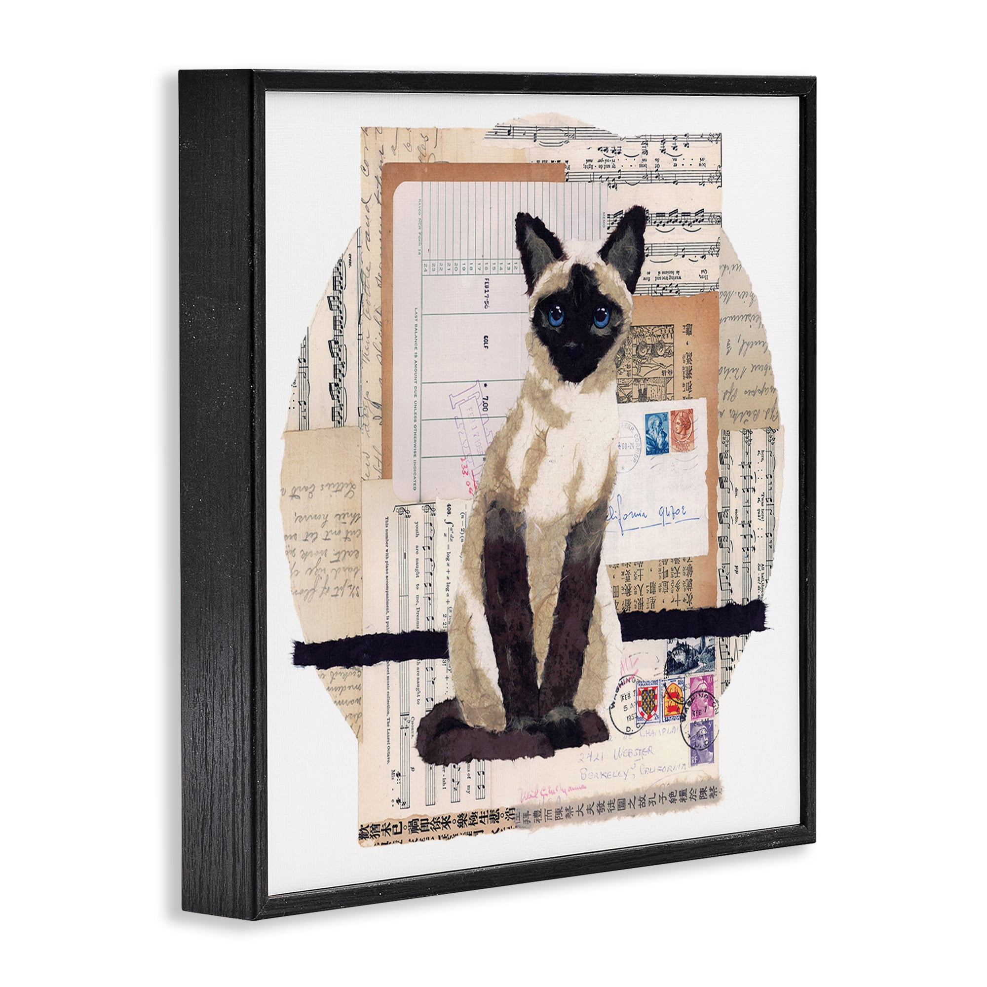 Stupell Industries Siamese Cat Collage Animals & Insects Painting Black Framed Art Print Wall Art, 17 x 17