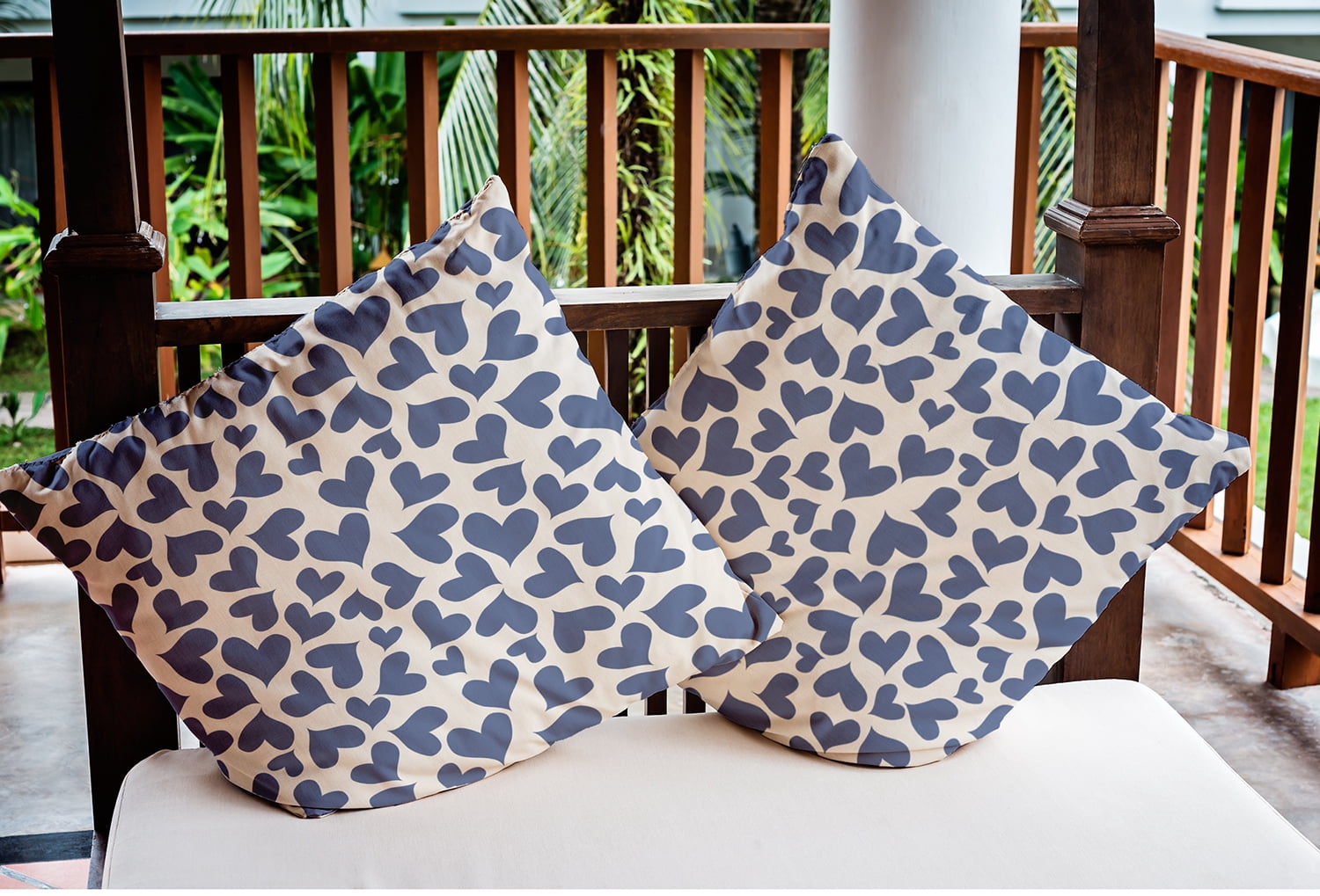 20"x20" Simply Daisy Valentines Patterned Hearts Poly Indoor/Outdoor Pillow, Blue Qty 1