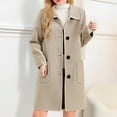 thumbnail image 2 of Sexlip Pea Coats For Women Elegant Single Breasted Mid Length Wool Coat Long Sleeve Outwear Overcoat Winter Clothing Beige M, 2 of 7