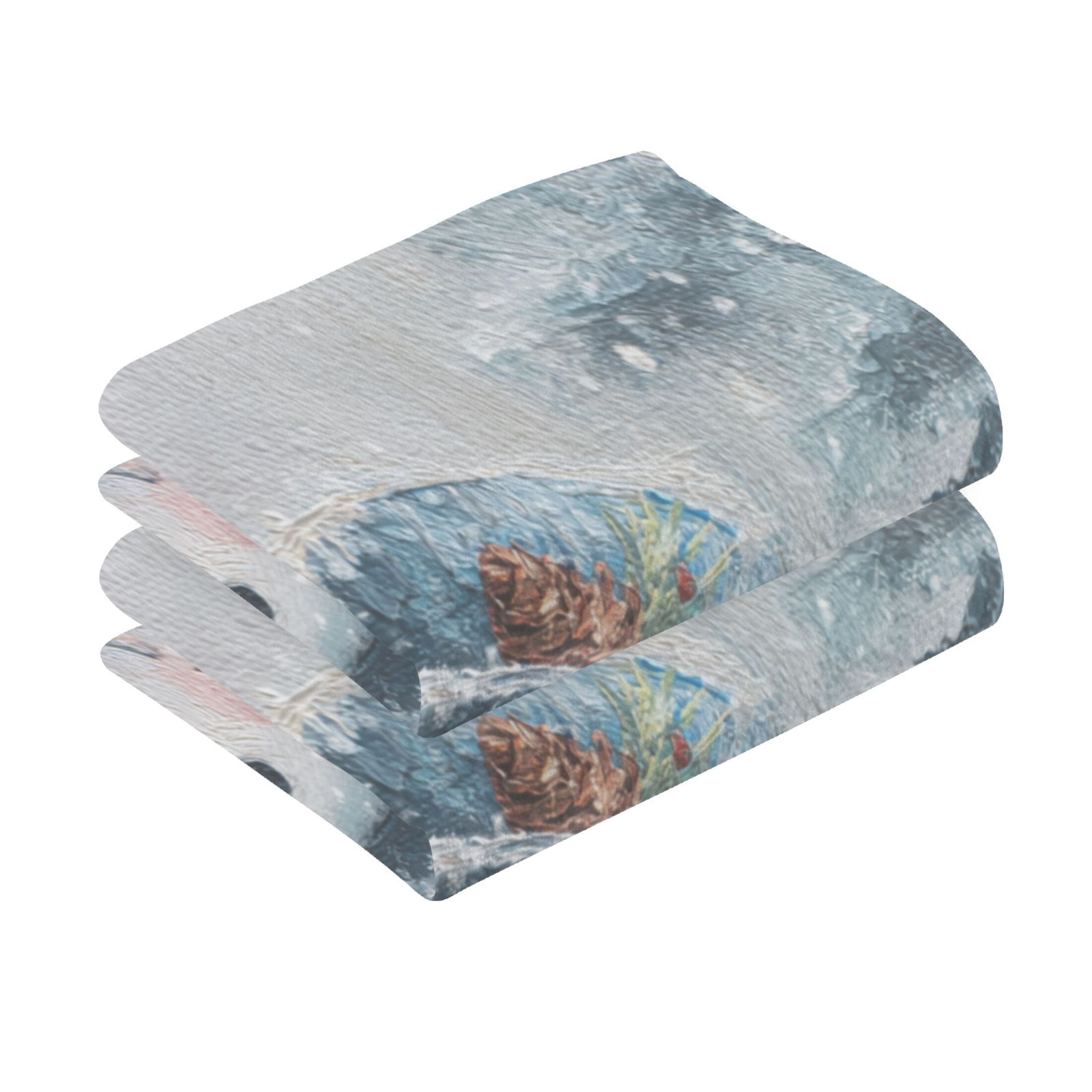 2 Pieces of Cotton Towel Face Towel Set Hand Towel Bath Towel Cotton Bath Towel Sets Cartoon Beautiful Christmas Snowman
