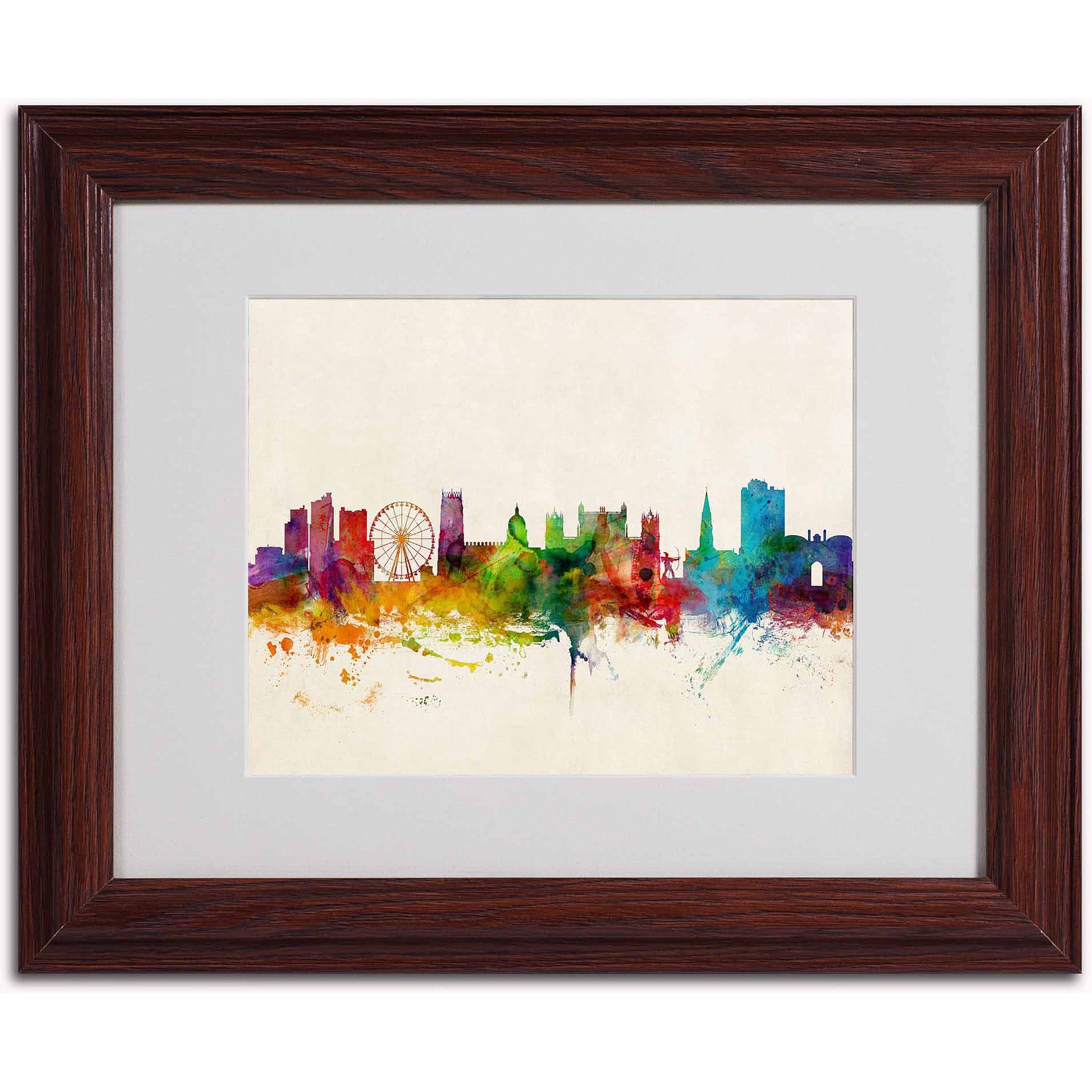 Trademark Fine Art "Nottingham England Skyline" Canvas Art by Michael Tompsett, Wood Frame