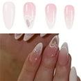 thumbnail image 2 of 24PCS Ombres Glitters Press On Nails Mediums Almond Shape White Heart Design Reusable Fake Nails ABS, 2 of 9