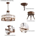 thumbnail image 2 of FINE MAKER 6 Lights Industrial Round Crystal Chandelier Rustic Pendant Flush Mount Ceiling Light Fixture for Dining Room Farmhouse Island, 2 of 11