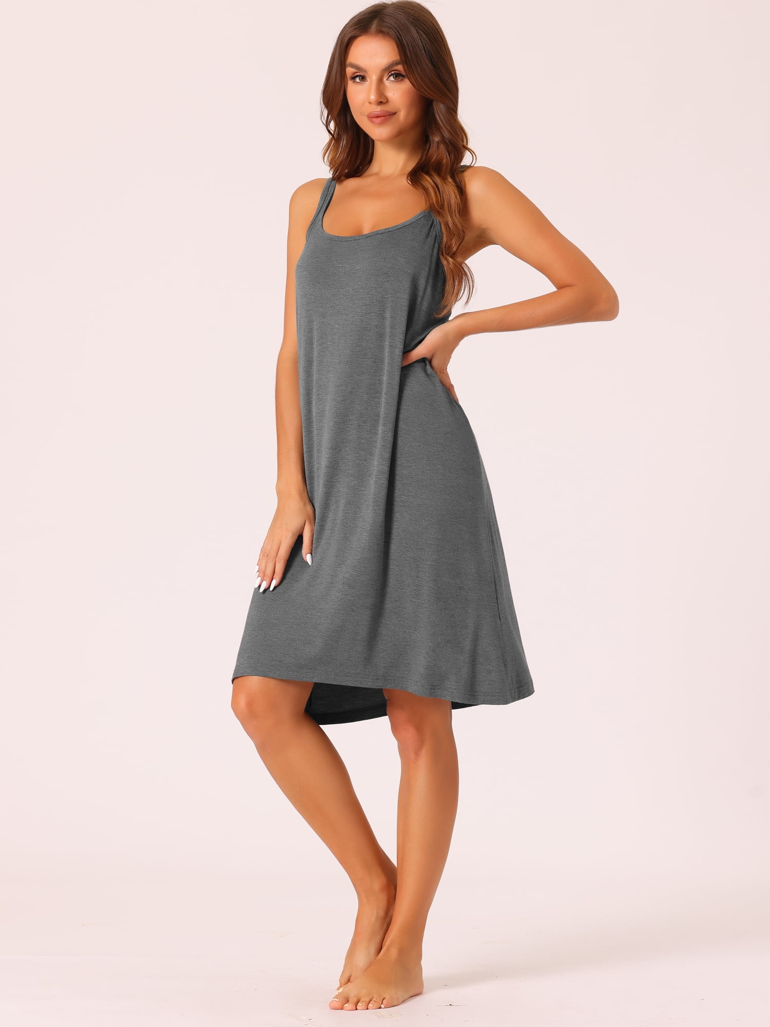 DARING DIVA Women's Backless Loose Sleep Dress Cross Back Night Dress 2XL Dark Grey
