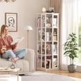 thumbnail image 4 of Homieasy Rotating Bookshelf, Corner Bookshelf, 360 Display Wood Spinning Bookshelf, Floor Standing Bookcase Narrow Shelf Revolving Organizer Storage Rack for Small Space, White, 4 of 7