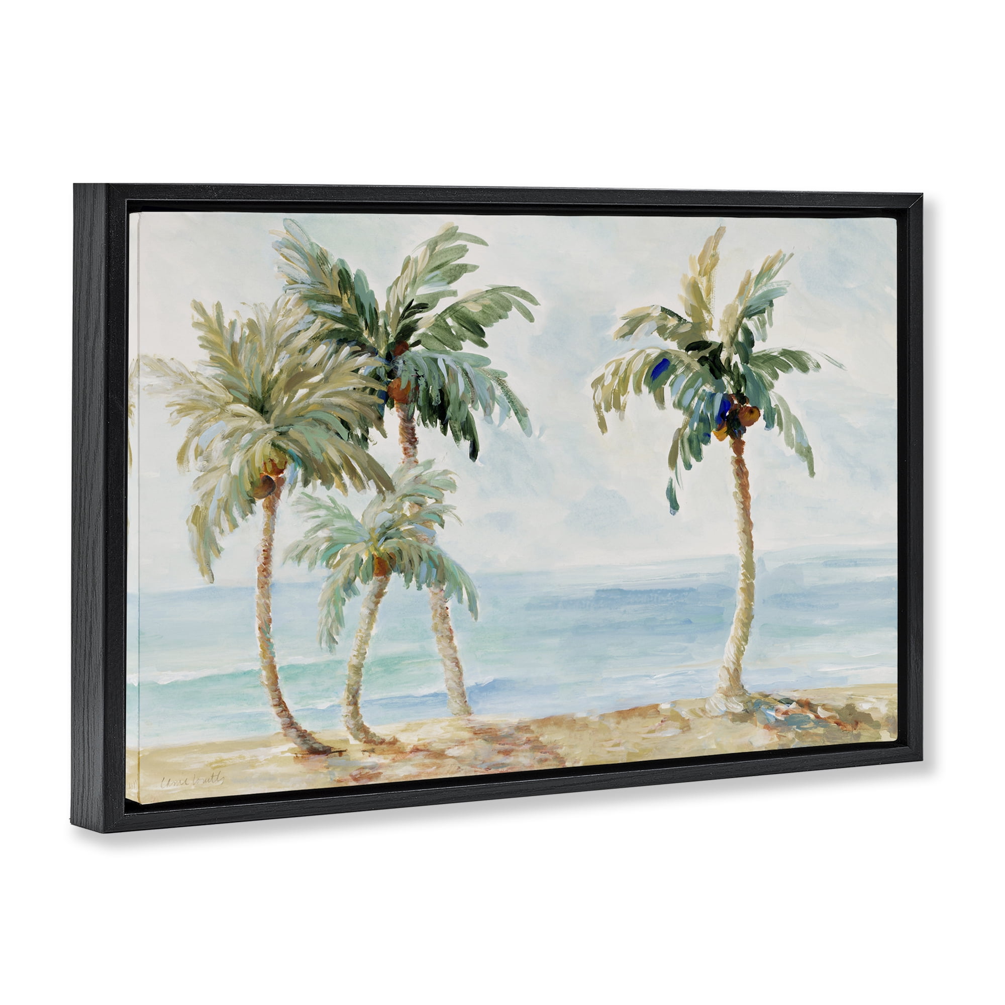Stupell Industries Palm Trees in Paradise Black Framed Floater Canvas Wall Art, design by Lanie Loreth