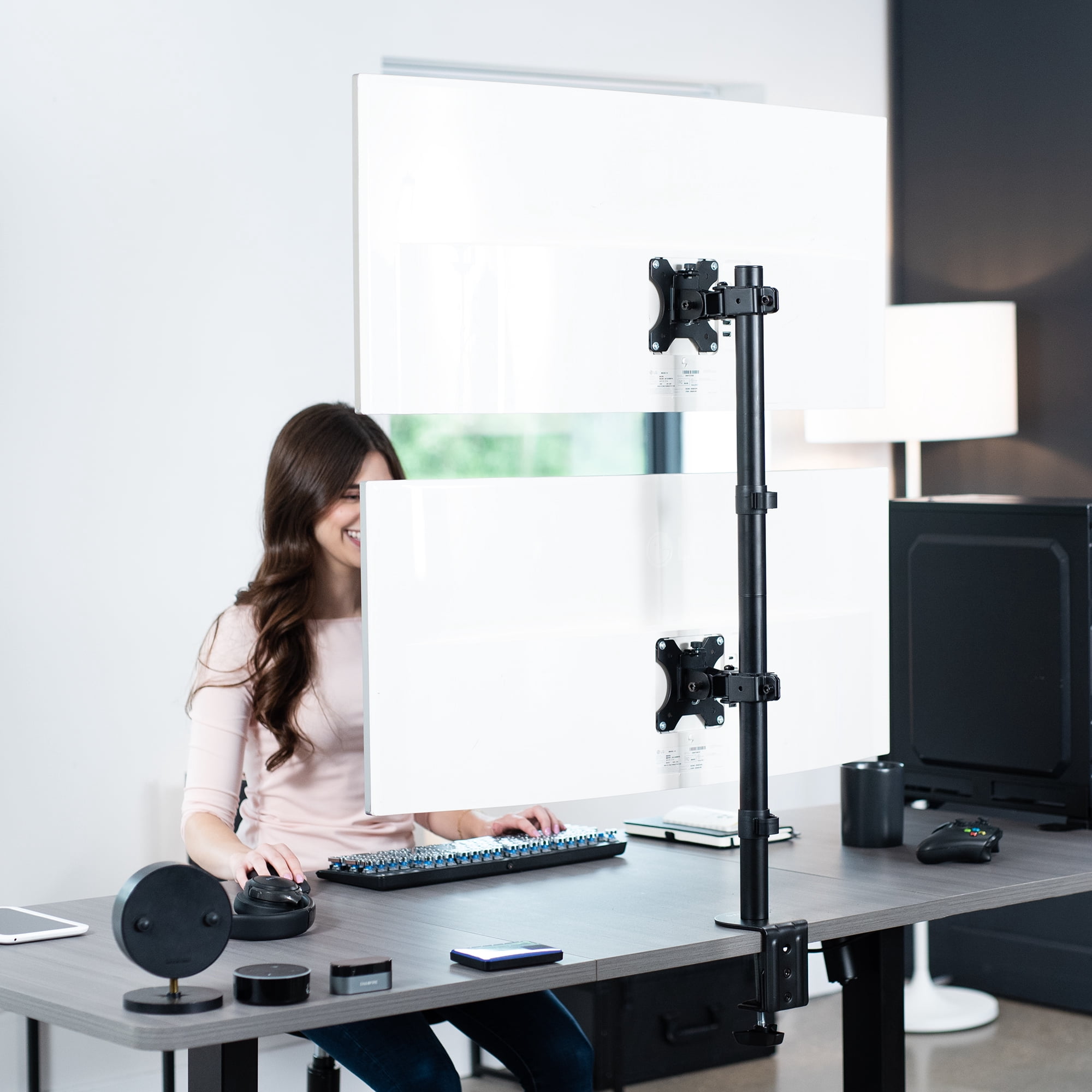 VIVO Dual Ultrawide Monitor Desk Mount, Adjustable Stand for 2 Screens up to 45"
