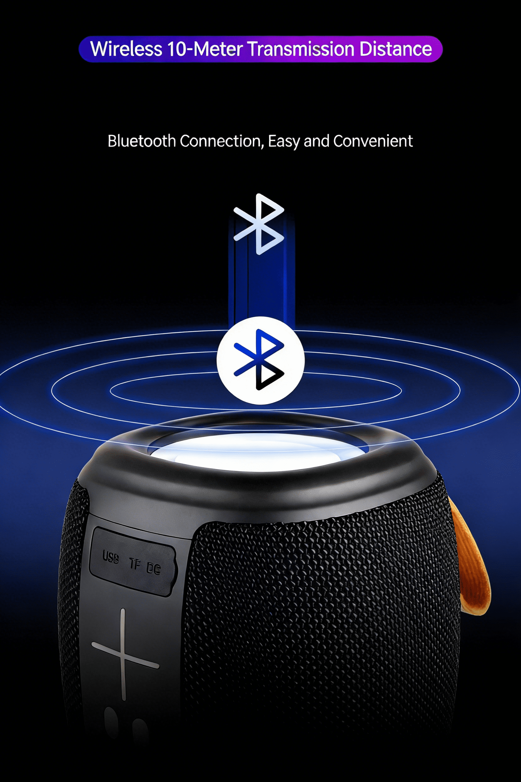 New Portable Bluetooth Speaker, Fabric Design with TF Card Playback, Dual Magnet Deep Bass & Hi-Fi Sound, Long Battery Life, Compact for Home, Outdoor Gatherings & Picnics