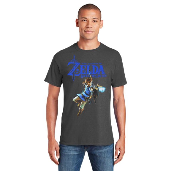 Legend of Zelda Breath of the Wild Men's T-Shirt, Charcoal, Large