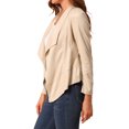 thumbnail image 5 of MODA NOVA Juniors Faux Suede Long Sleeve Draped Front Moto Jacket, 5 of 7